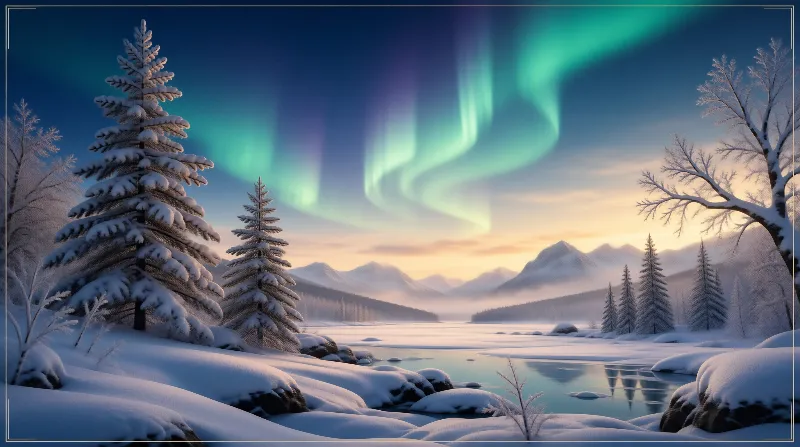 Winter Aurora Landscape