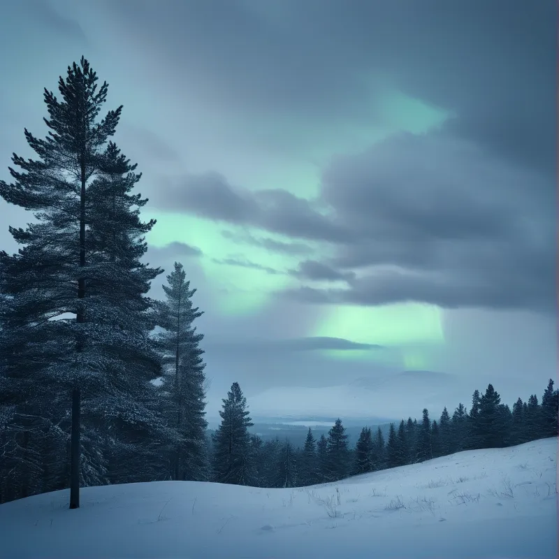 Northern Lights Winter Night