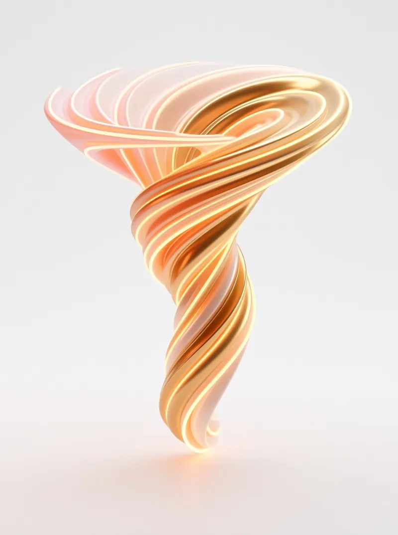 Gilded Ribbon Funnel — Luminous Pastel Study