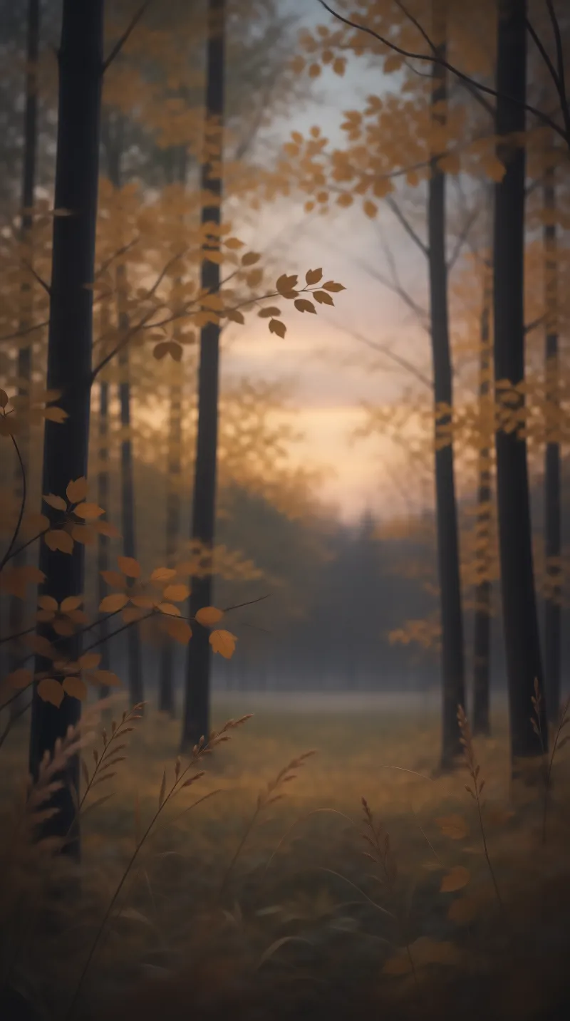 Misty Autumn Forest Landscape