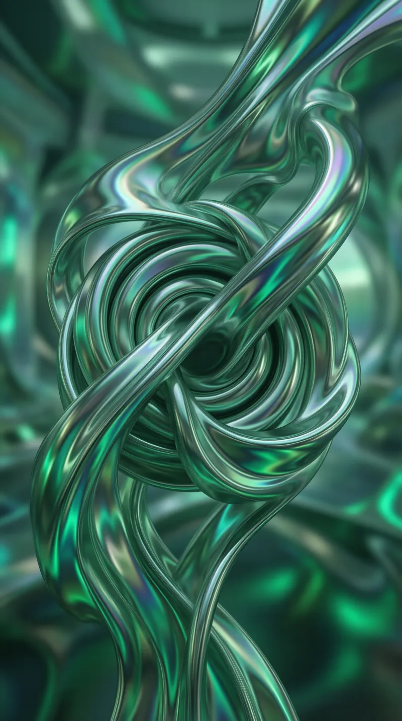 Abstract Metallic Green Knot