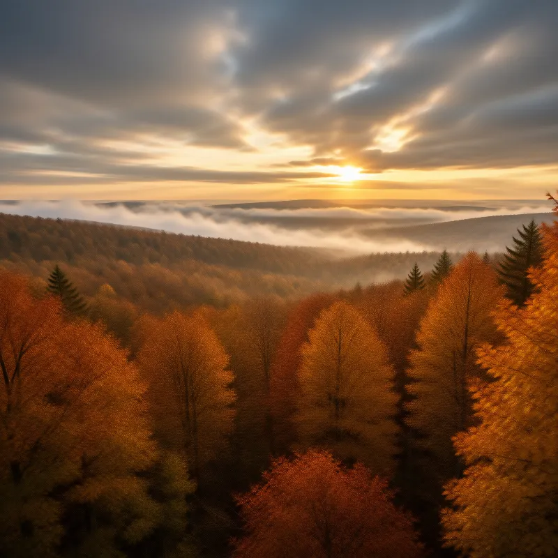 Misty Autumn Hills at Dawn