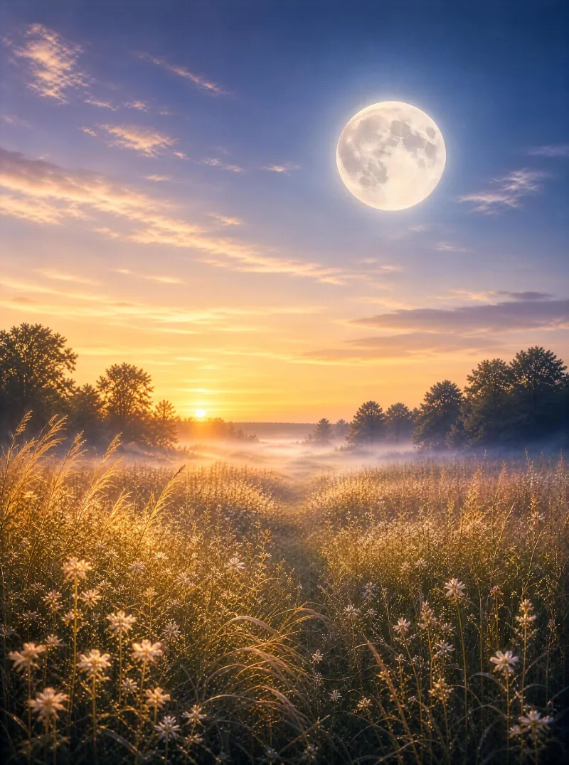 Moonlit Meadow at Twilight