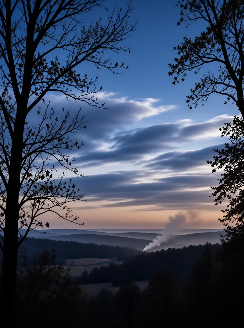 Misty Valley at Dusk