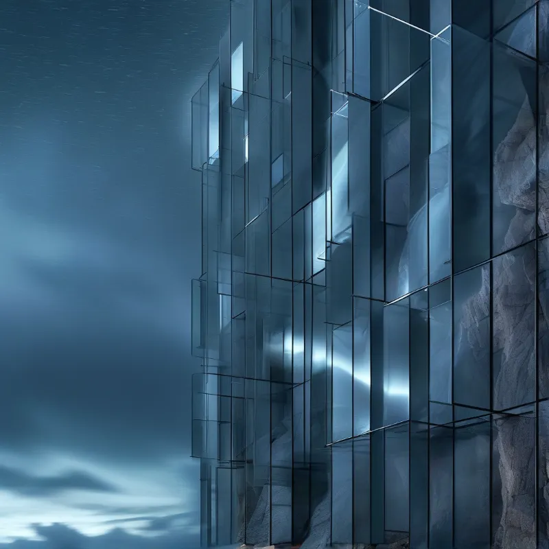 Modern Glass Tower at Night