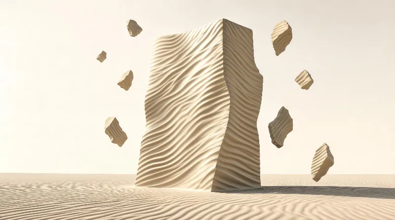 Desert Stone Monument with Floating Fragments