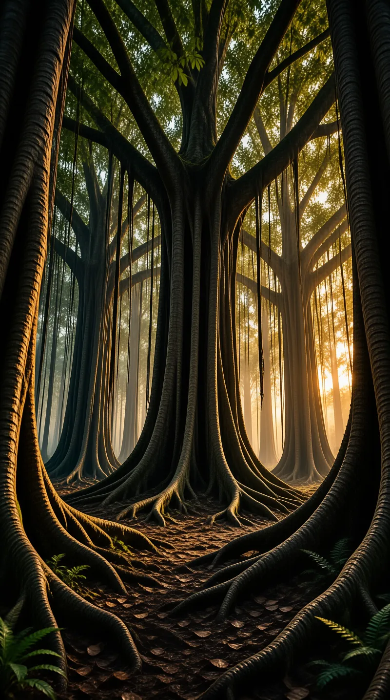 Sunlit Banyan Forest
