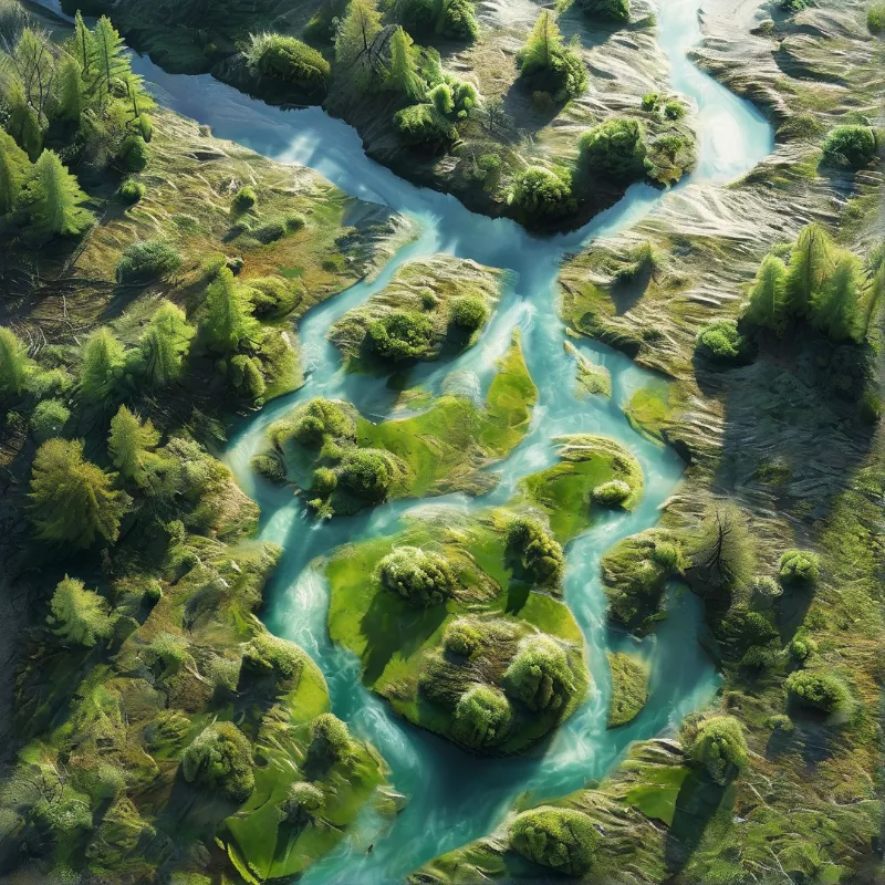 Aerial View of Winding River