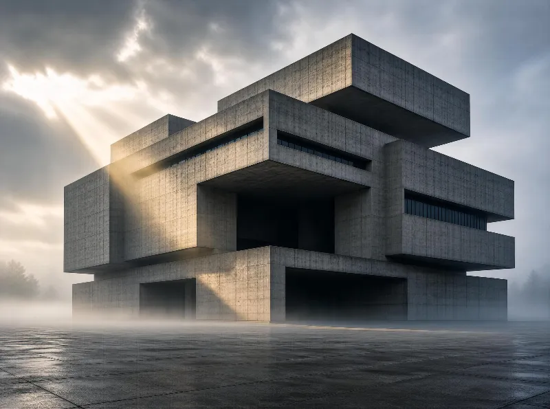 Brutalist Concrete Building