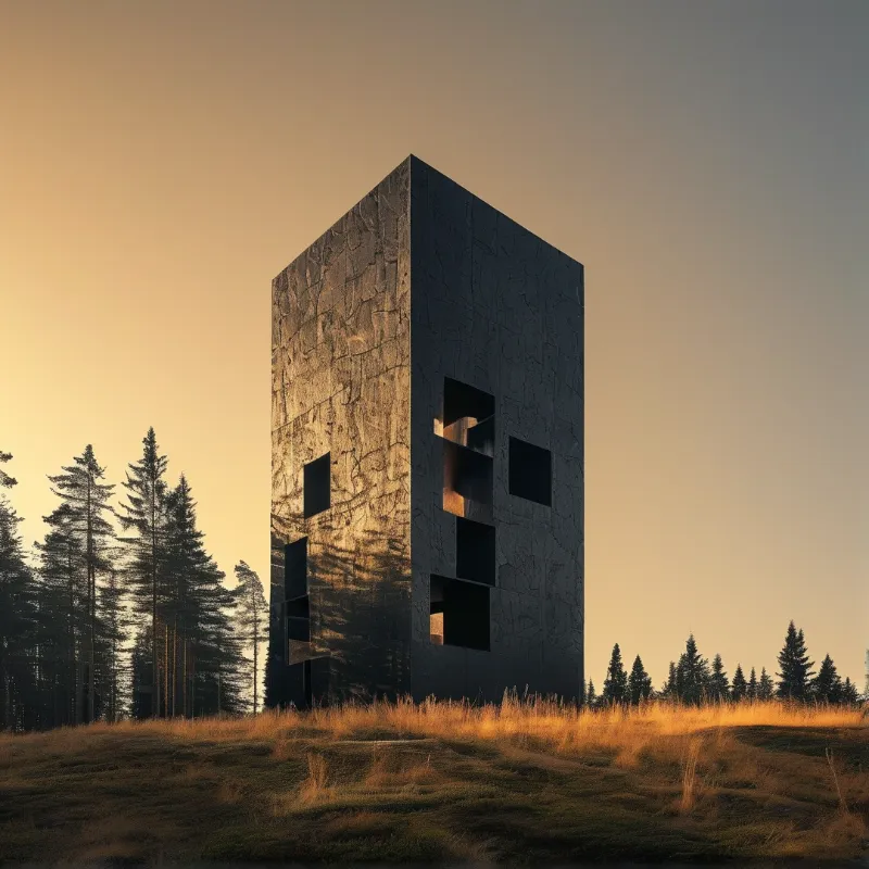 Monolithic Tower at Sunset