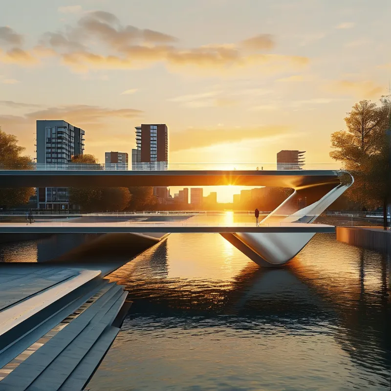 Futuristic Bridge at Sunset