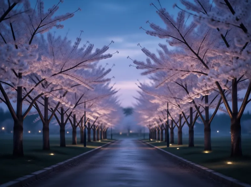 Twilight Cherry Blossom Path