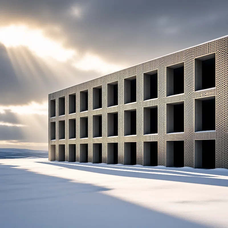 Snowy Perforated Building