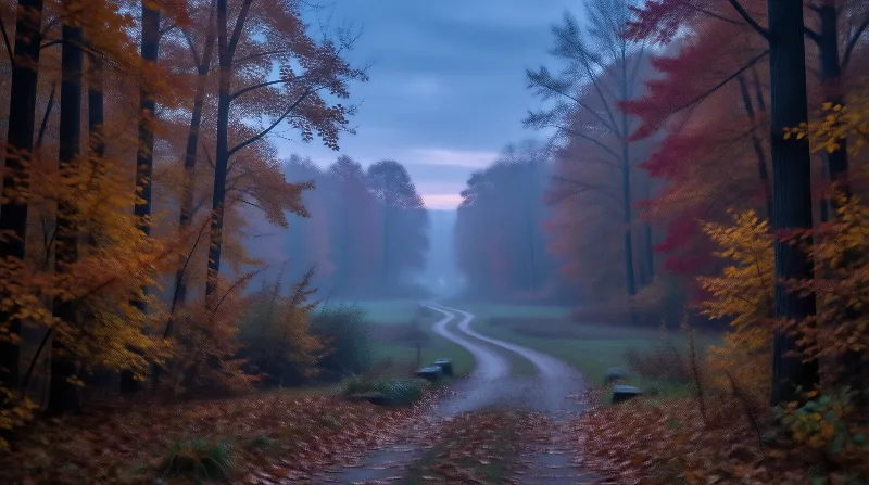 Misty Autumn Forest Path