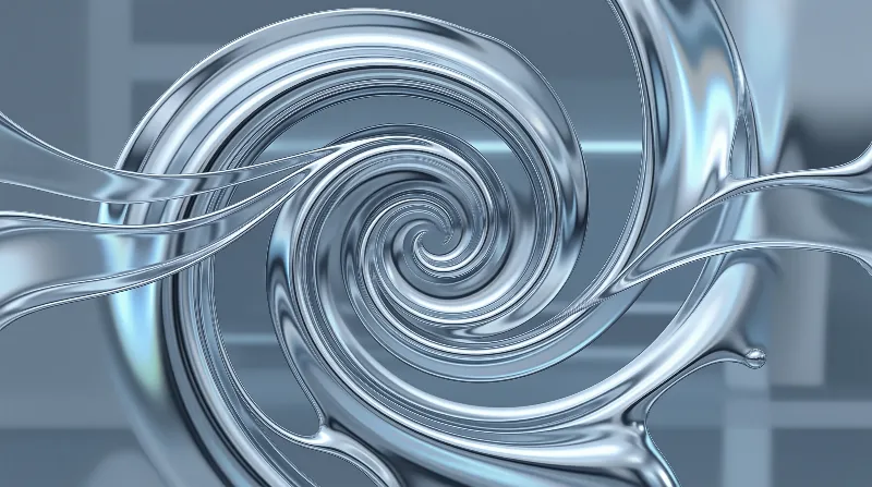 Silver Liquid Chrome Vortex — Spiral Study