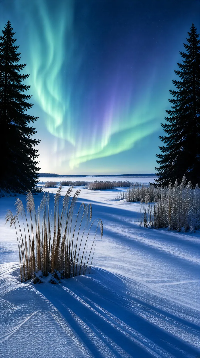 Aurora Borealis Winter Night