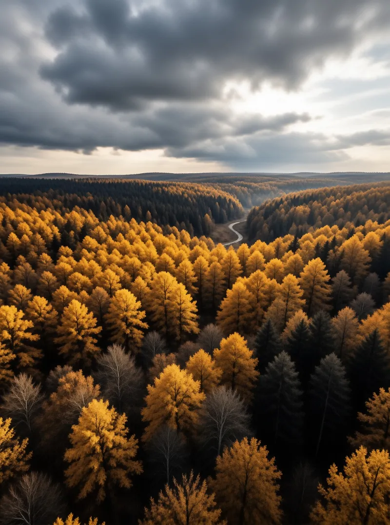 Autumn Larch Forest Vista