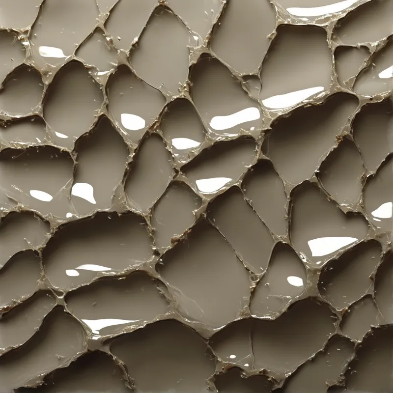 Close-up view of golden brown honey filling irregular hexagonal cells with glossy highlights on wet viscous surfaces