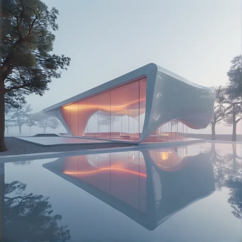 Futuristic Pavilion by Water