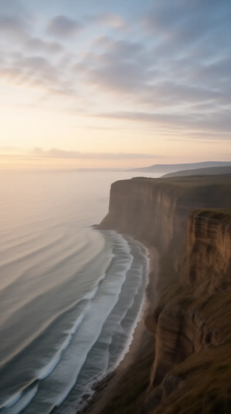 Misty Coastal Cliffs