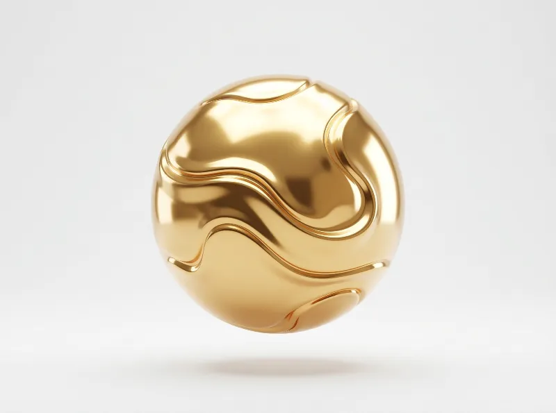 Golden Sphere with Fluid Design