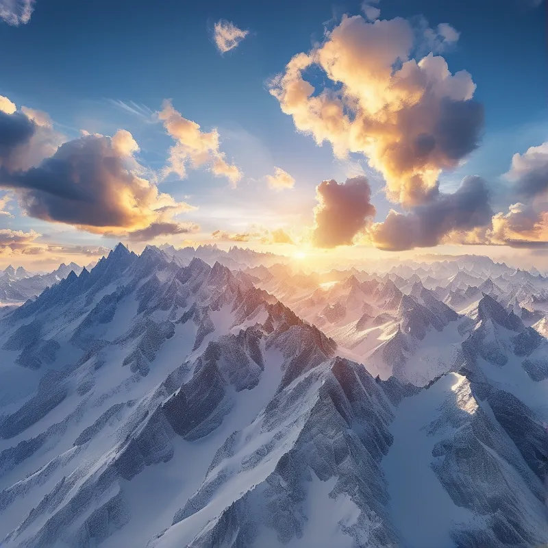 Sunrise over Snowy Peaks