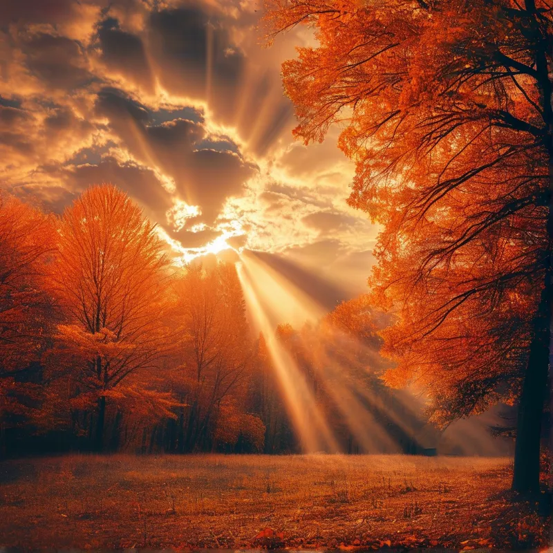 Golden Sunbeams in Forest