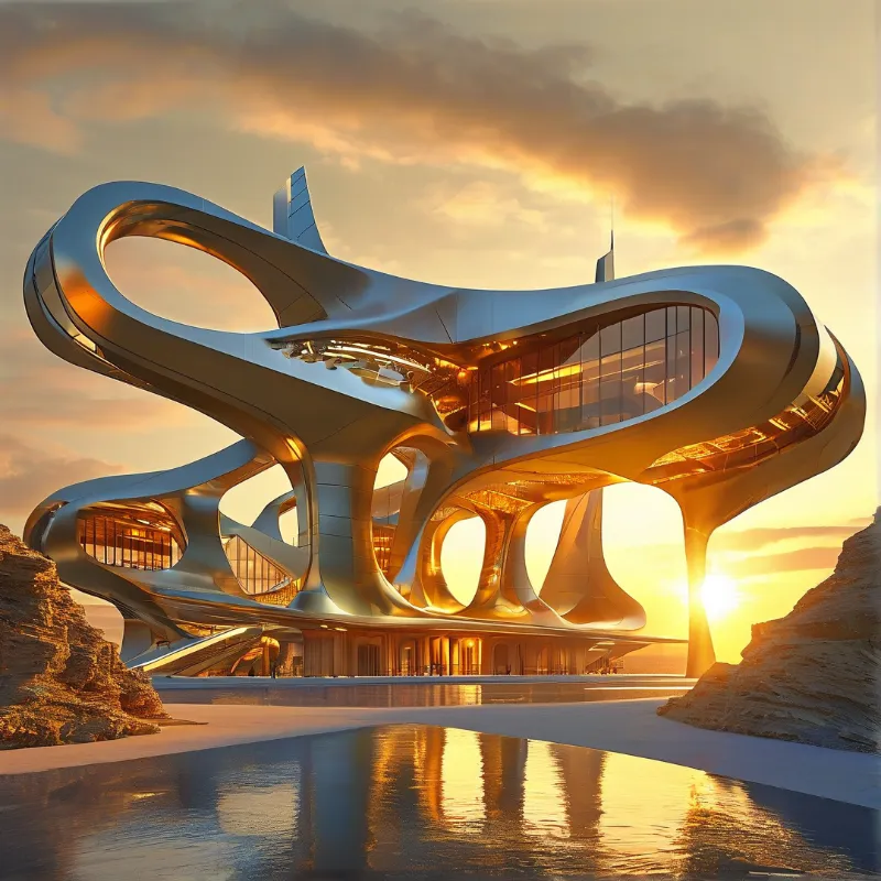 Futuristic Curvy Sunset Building