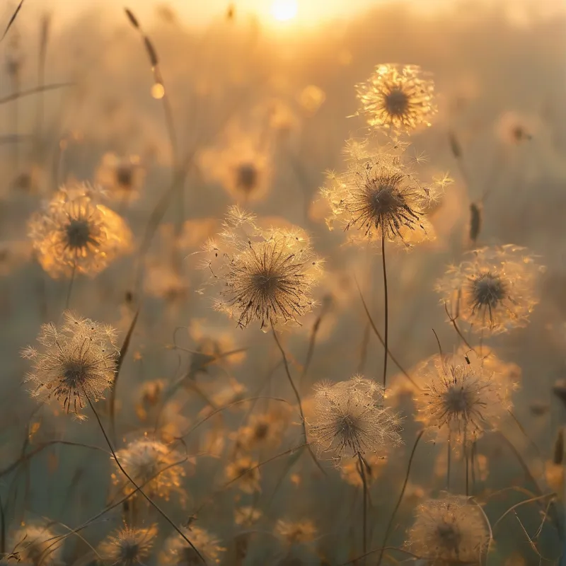 Dandelions at Golden Sunrise