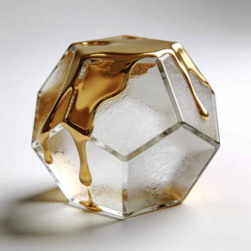 Liquid Gold, Frosted Glass Dodecahedron