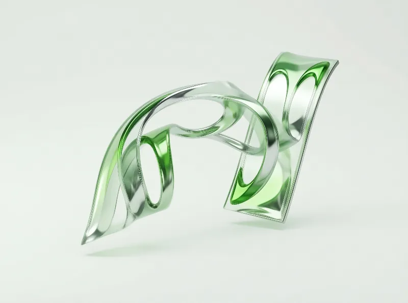 Abstract Green Glass Sculpture