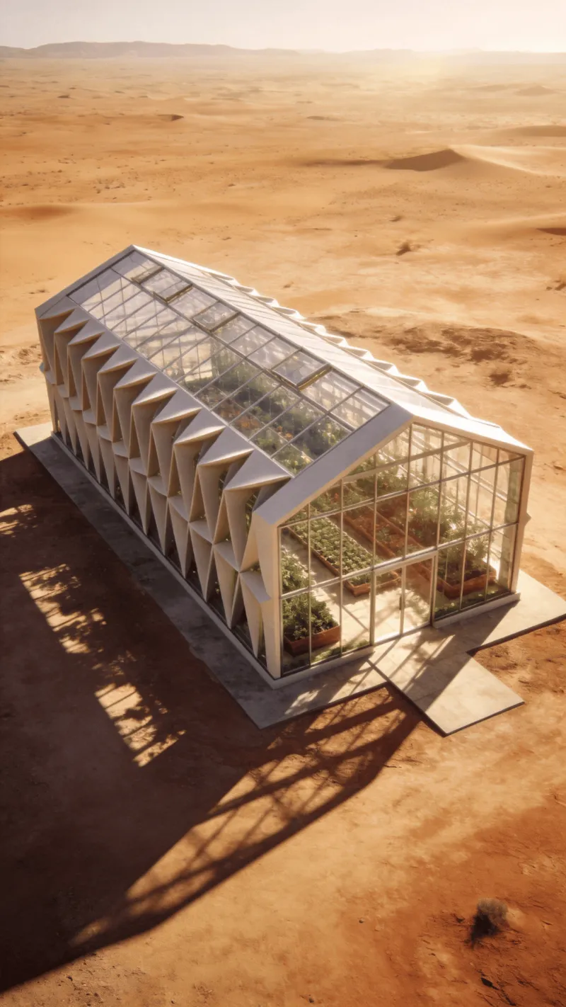 Greenhouse with Parametric Facade — Desert Plain