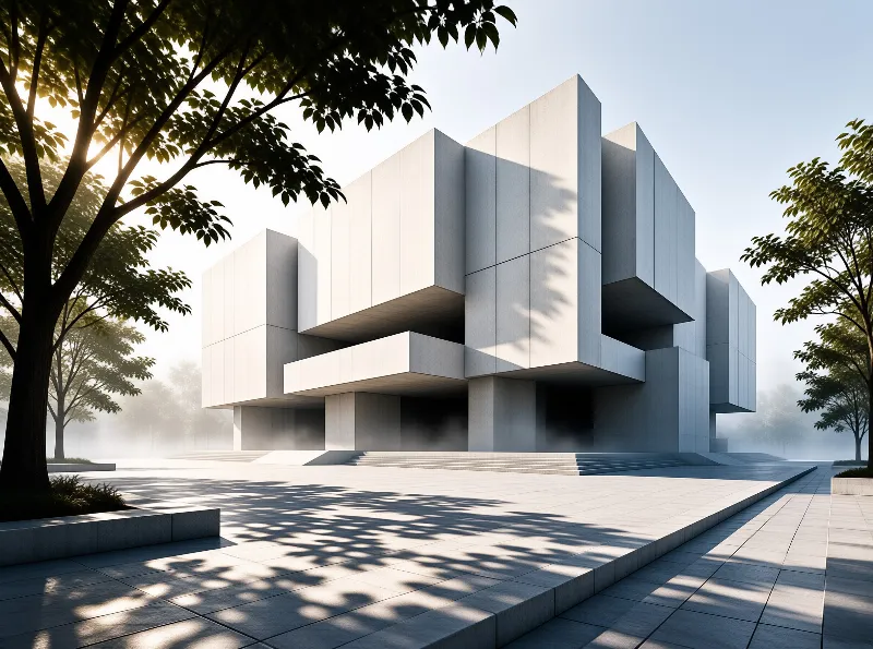 Modern White Cubic Architecture