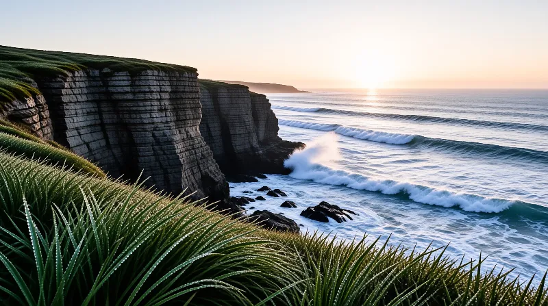 Sunlit Coastal Cliffs