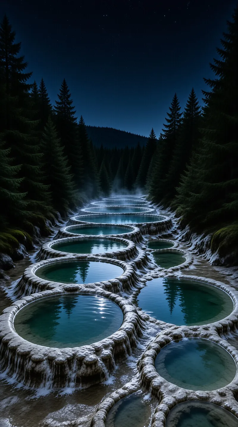 Night Hot Spring Terraces