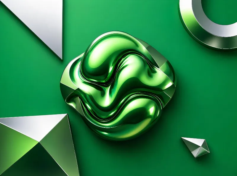 Green Metallic Abstract Composition