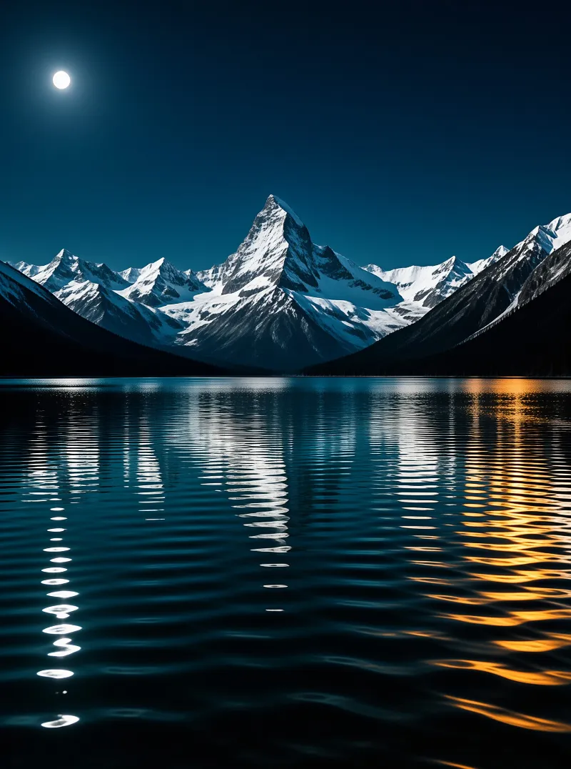 Moonlit Alpine Reflection