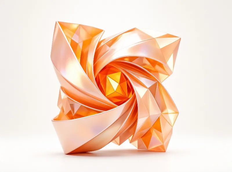 A polished copper ribbon twists into a faceted spiral against a clean white studio backdrop.
