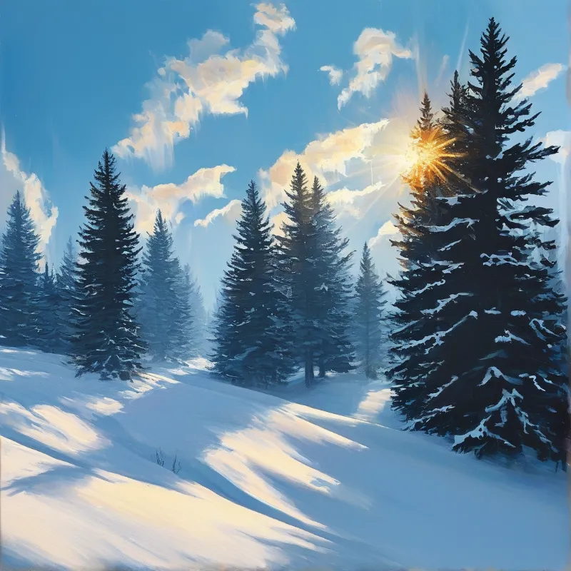 Sunlit Winter Forest