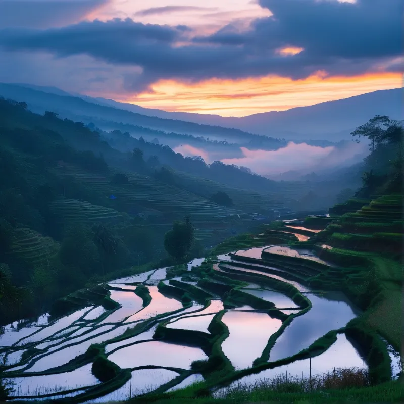 Terraced Fields at Sunrise