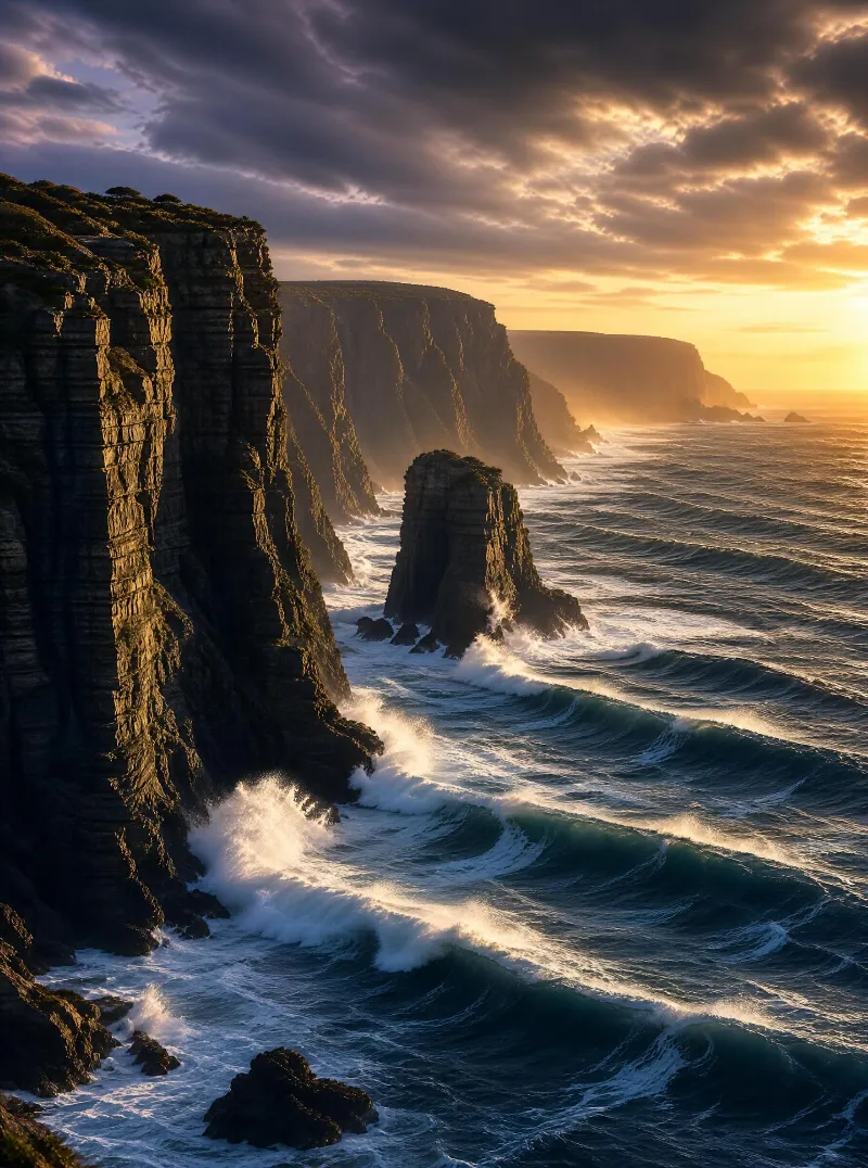 Sunset Over Coastal Cliffs
