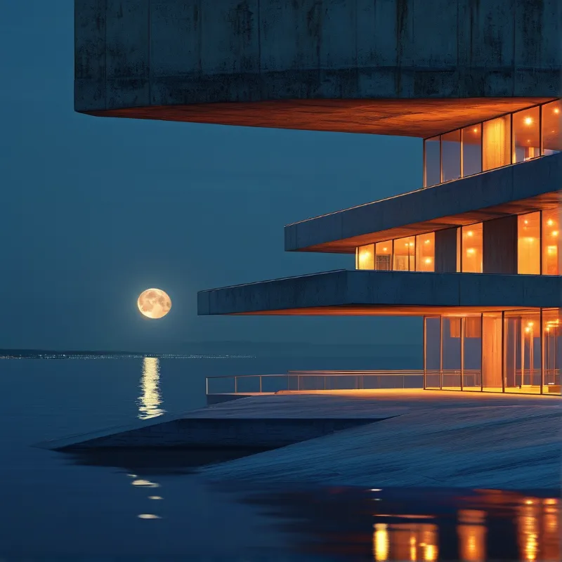 Moonlit Waterfront House