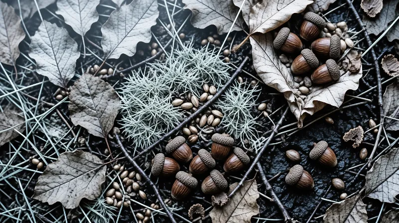 Autumn Leaves and Acorns