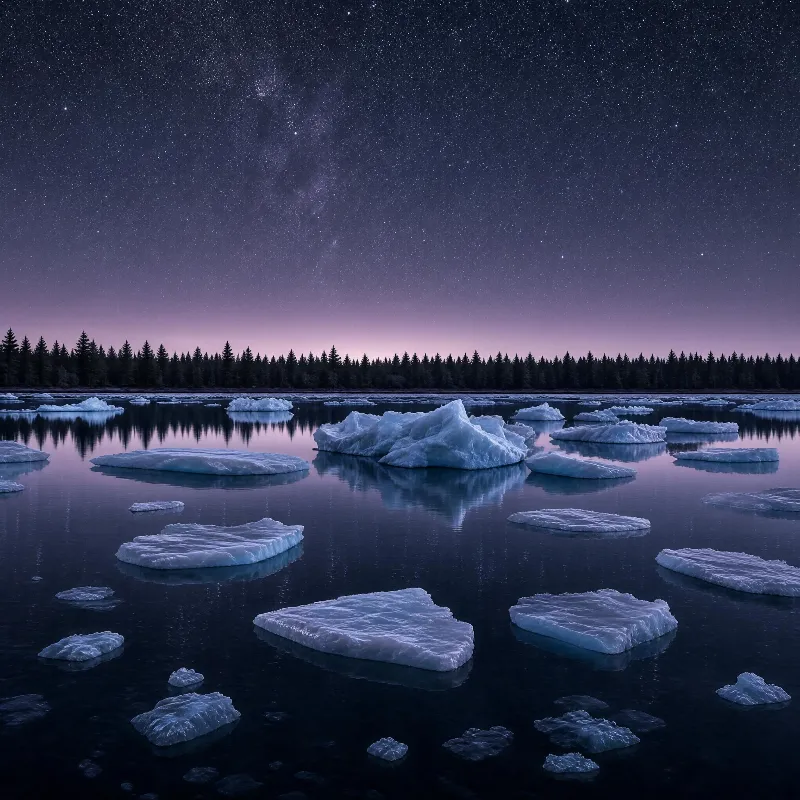 Night Ice Lake