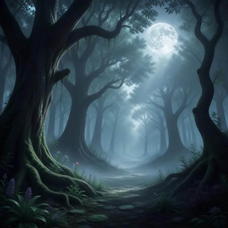 Mystical Moonlit Forest