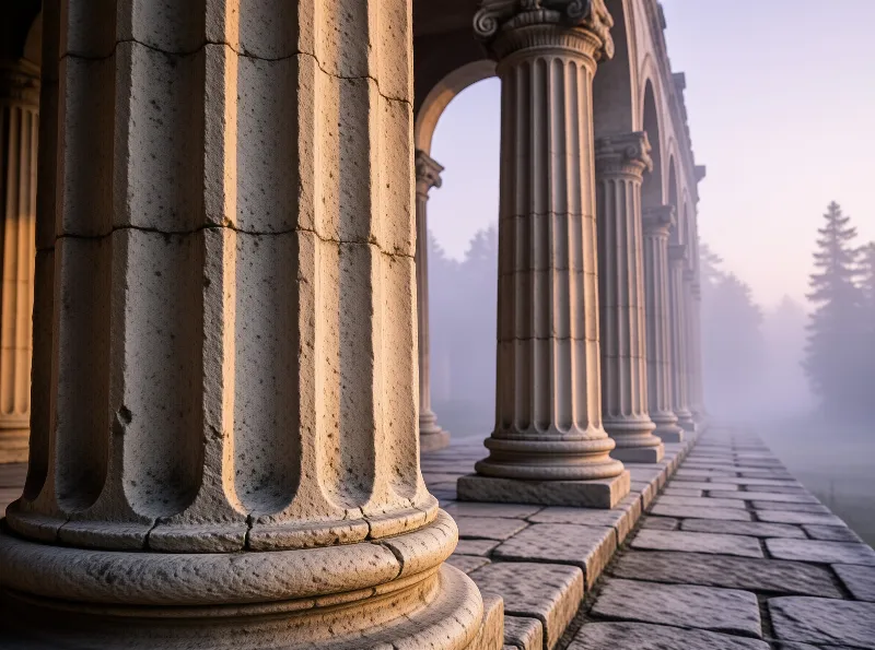 Ancient Columns in Mist