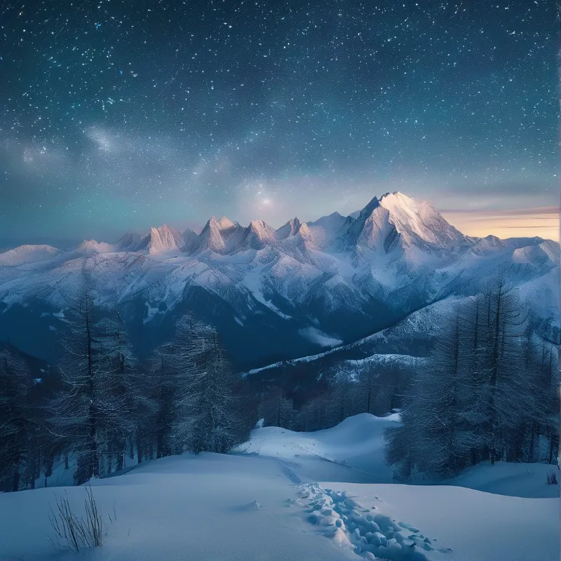 Starry Night over Snowy Peaks