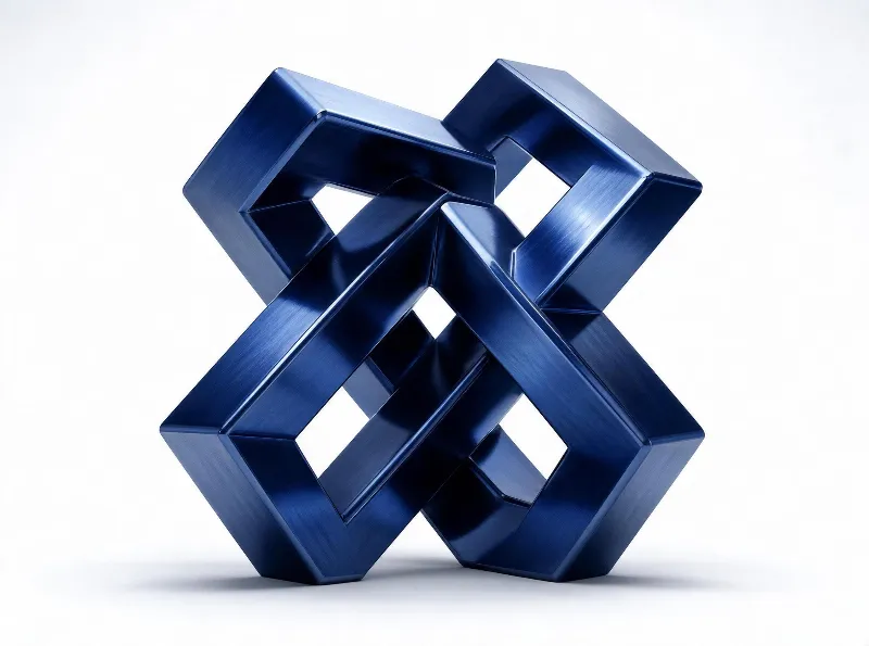 Interlocking Blue Geometric Knot