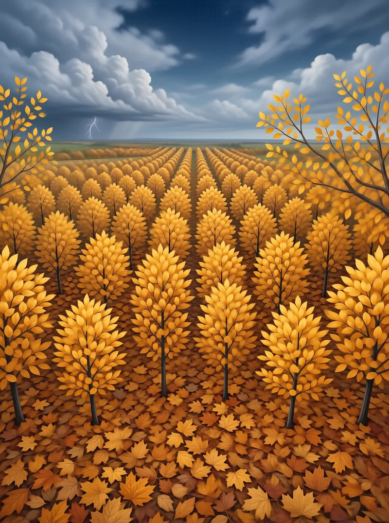 Golden Autumn Field Landscape