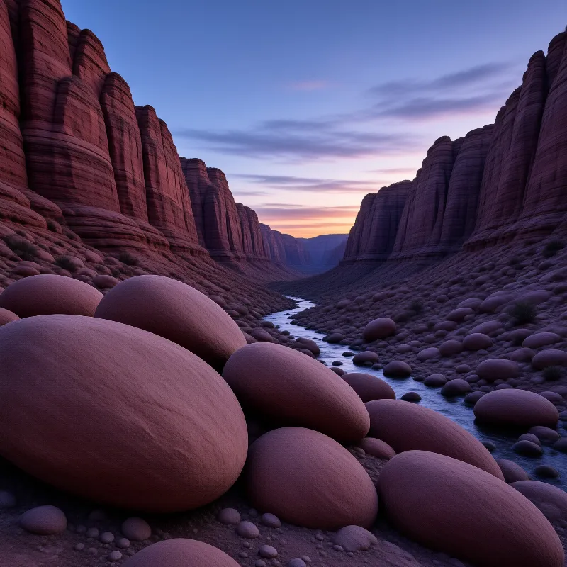 Sandstone Canyon Stream at Dusk